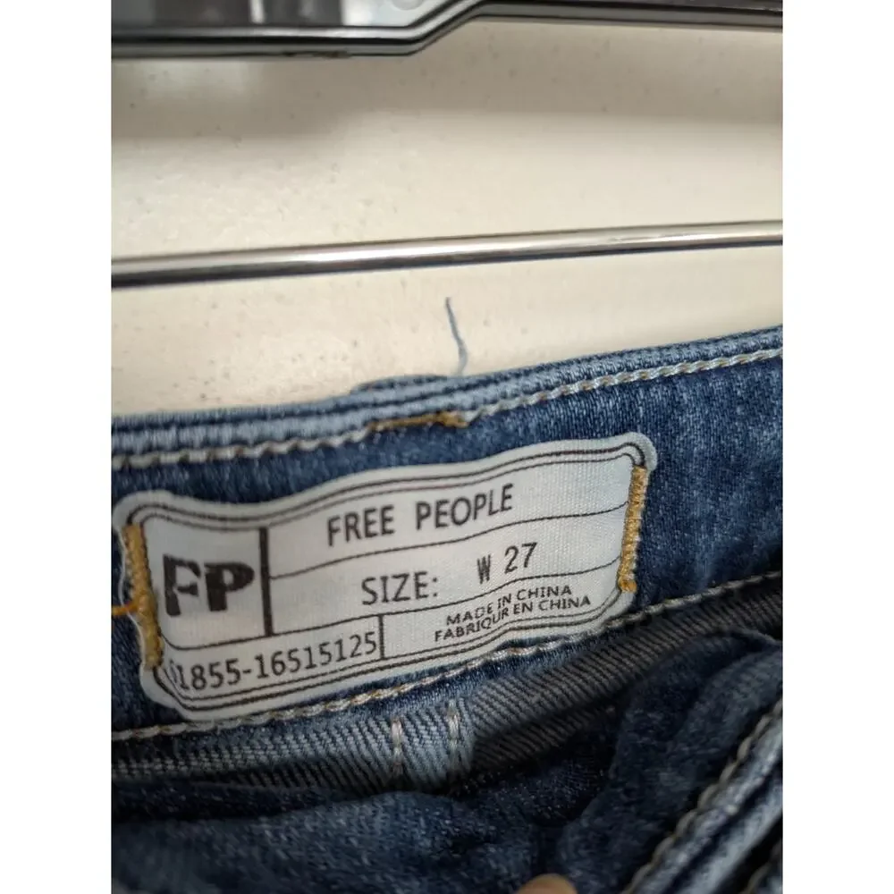 Free People We The Free Wide Leg Straight Jeans Medium Wash Size 27